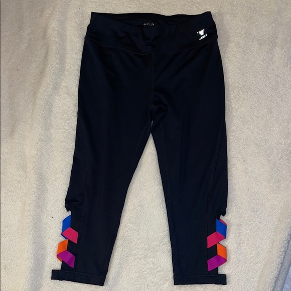 Fila Black and Purple Leggings with Geometric Accents - Picture 2 of 8